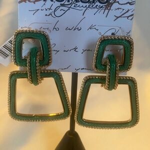 Green & Gold Doorknocker Earrings